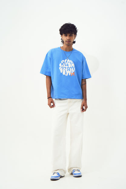 SLOW DOWN BLUE TSHIRT | BOX FIT
